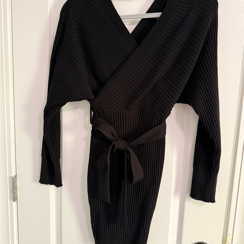 Windsor Black Ribbed Mini Dress